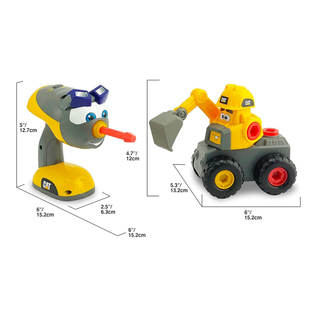 CAT - Excavadora de construcción Fix-It con taladro motorizado con luces y sonidos,