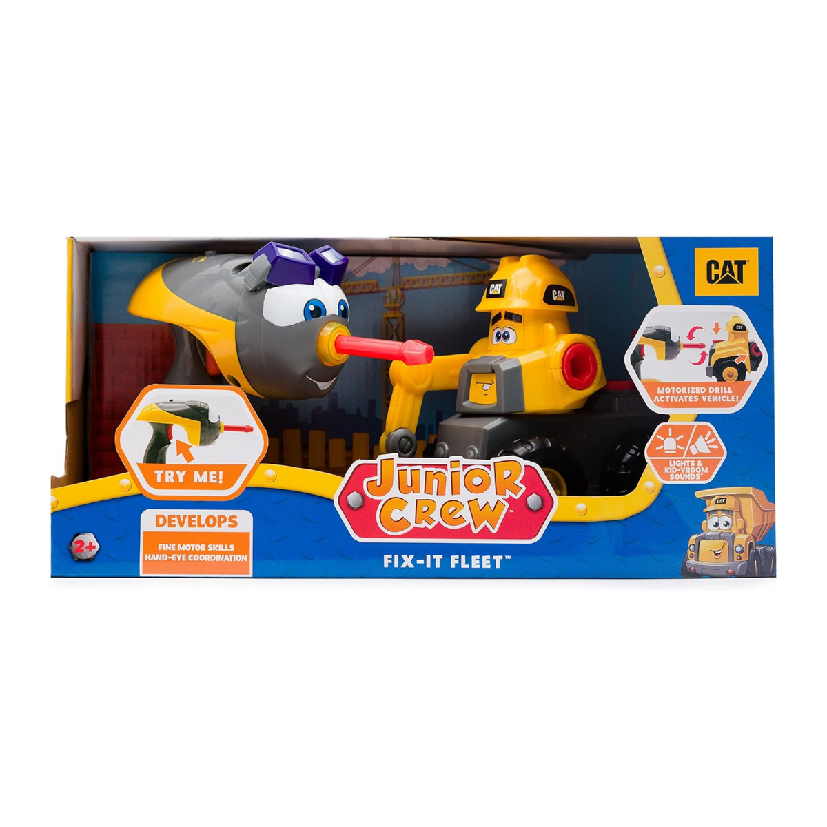 CAT - Excavadora de construcción Fix-It con taladro motorizado con luces y sonidos,