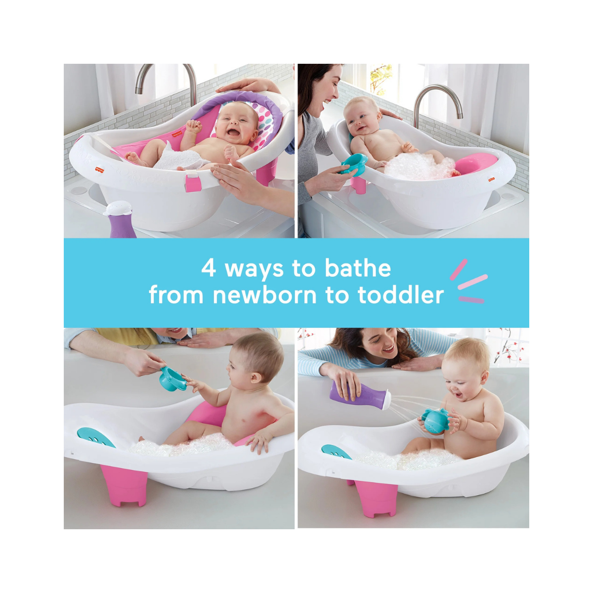 Fisher-Price Bañera Bebé Sling 'n Seat 4 en 1 Rosa