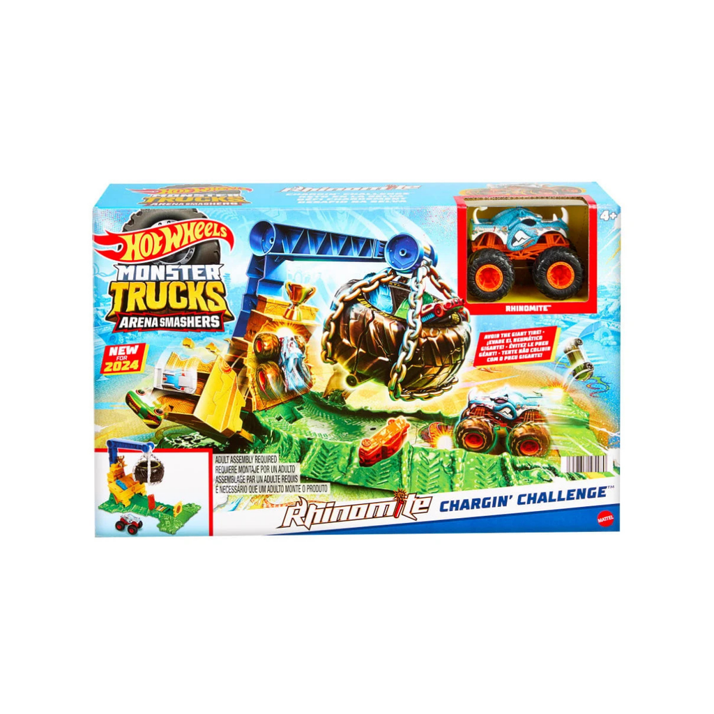 Hot Wheels Monster Trucks Arena Smashers Reto de Rhinomite Pista para Coches Mattel