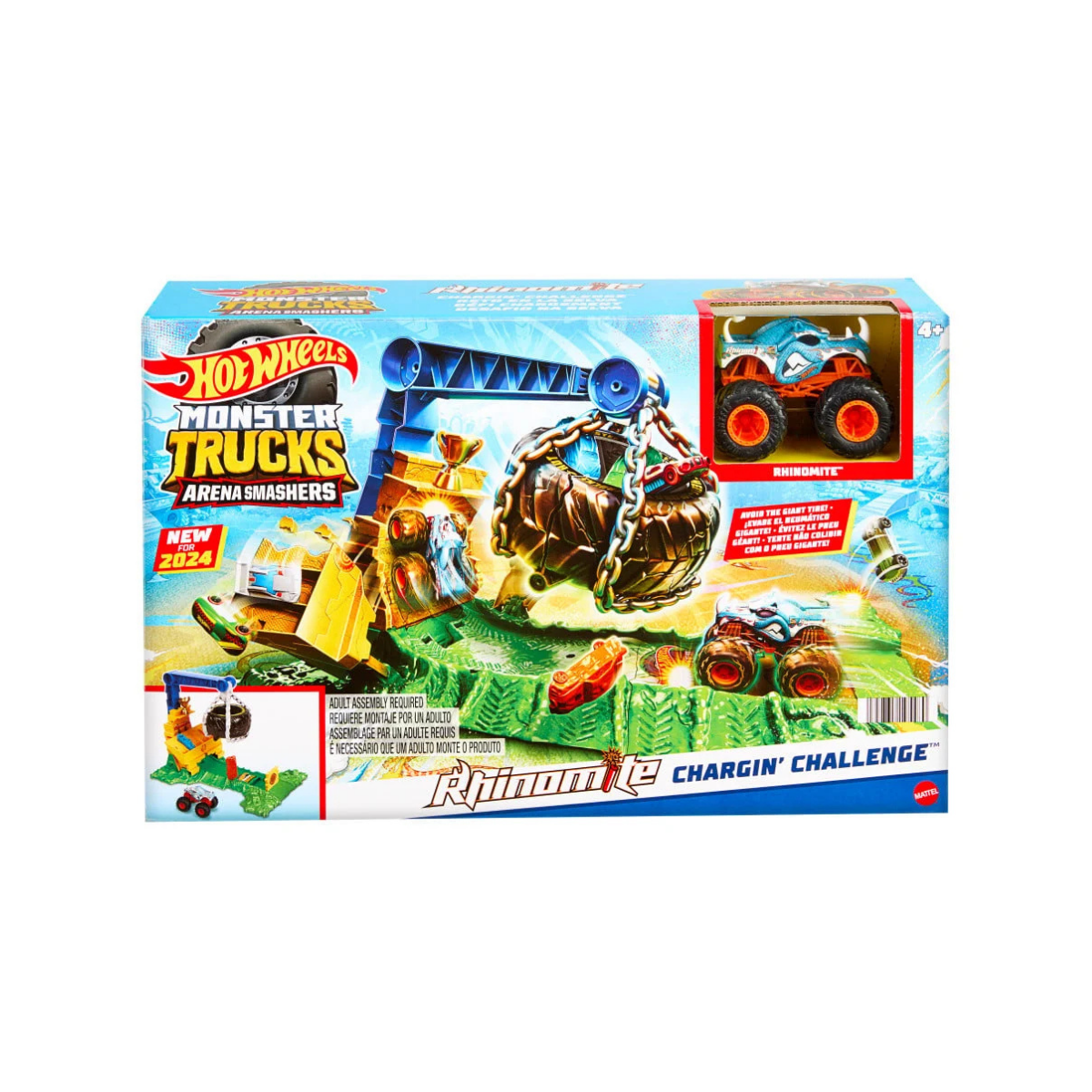 Hot Wheels Monster Trucks Arena Smashers Reto de Rhinomite Pista para Coches Mattel
