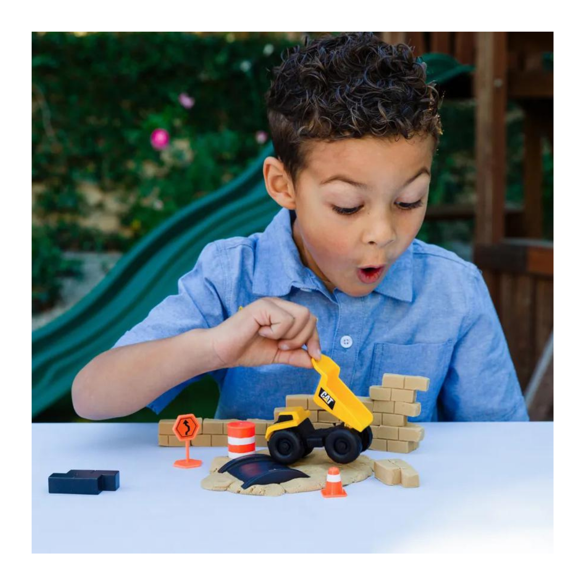 CAT - Vehículos de construcción Volquete para niños con arena cinética