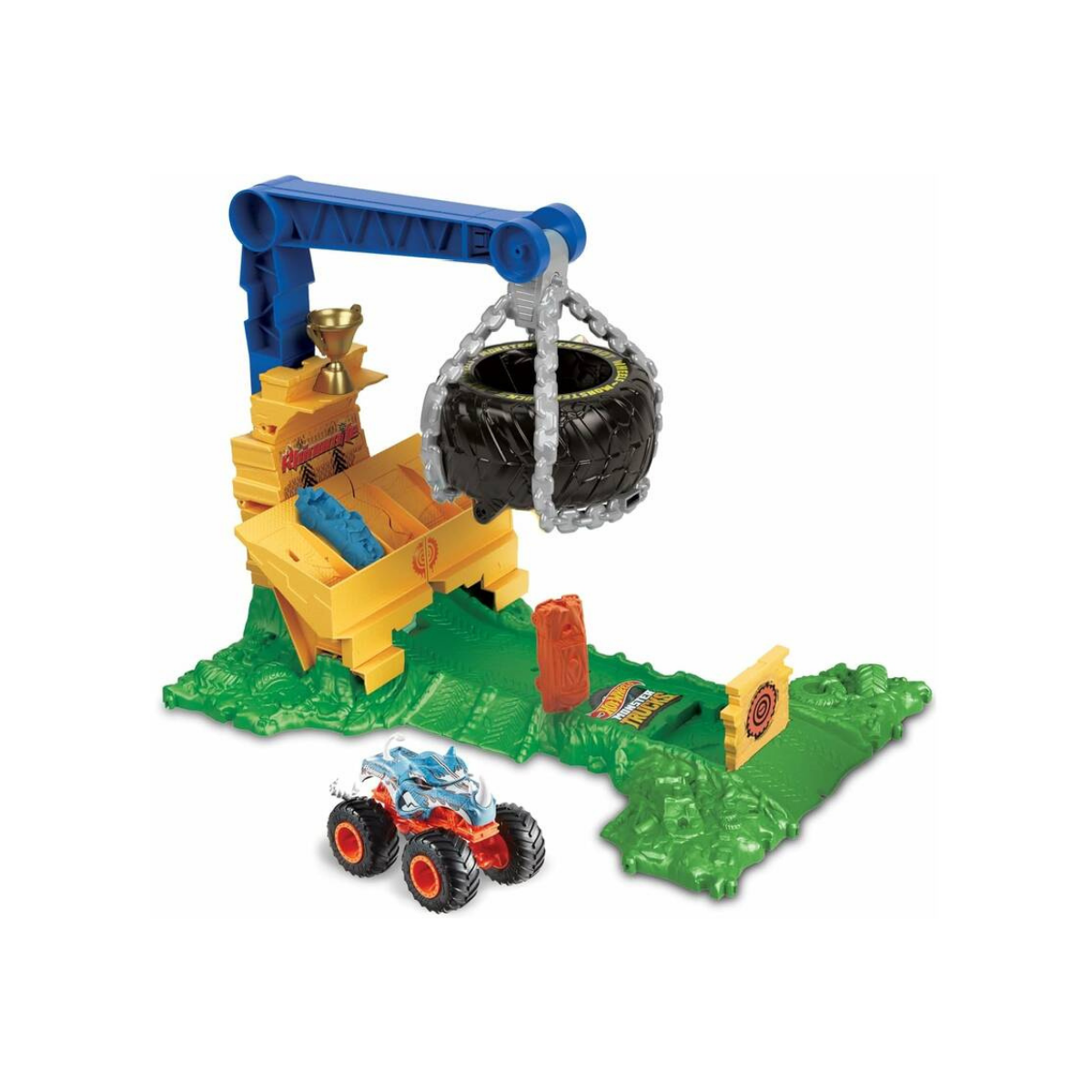 Hot Wheels Monster Trucks Arena Smashers Reto de Rhinomite Pista para Coches Mattel