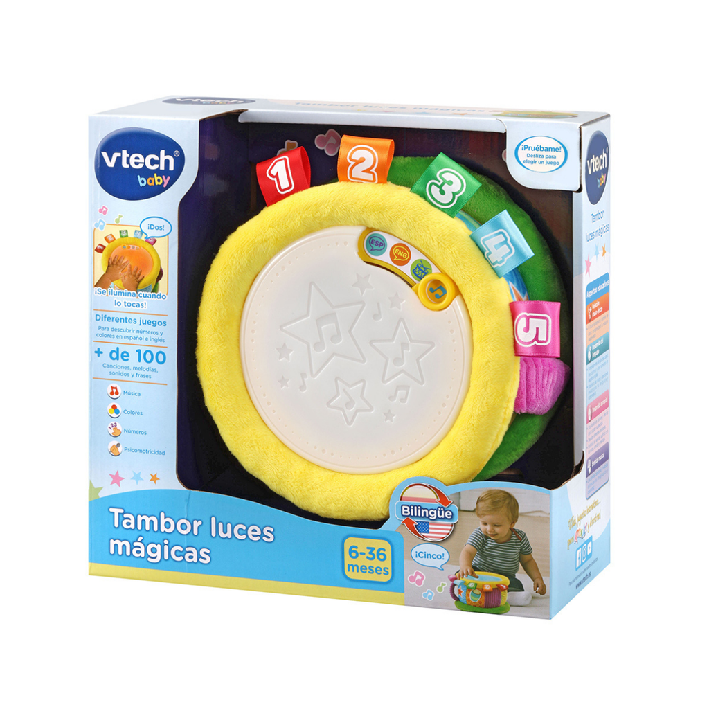 VTech Tambor Luces mágicas Más de 100 Canciones, melodías, Frases y Sonidos