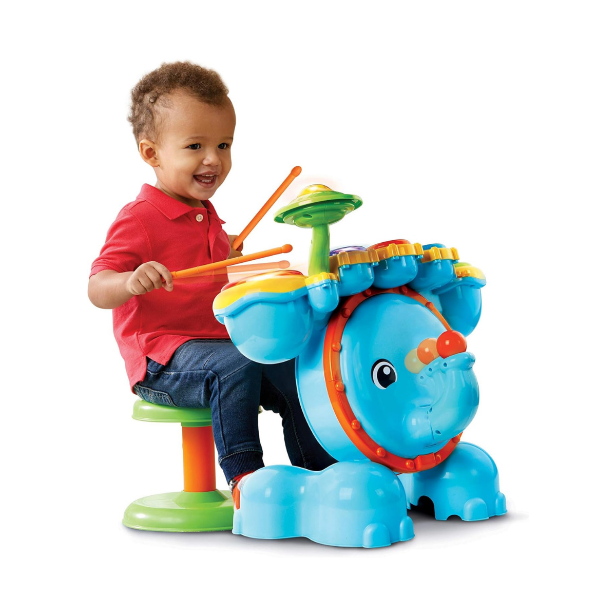 VTech Blue la Batería Multirritmo - Batería Interactiva para Aprender Música, con Actividades que Animan al Niño a Tocar los Tambores