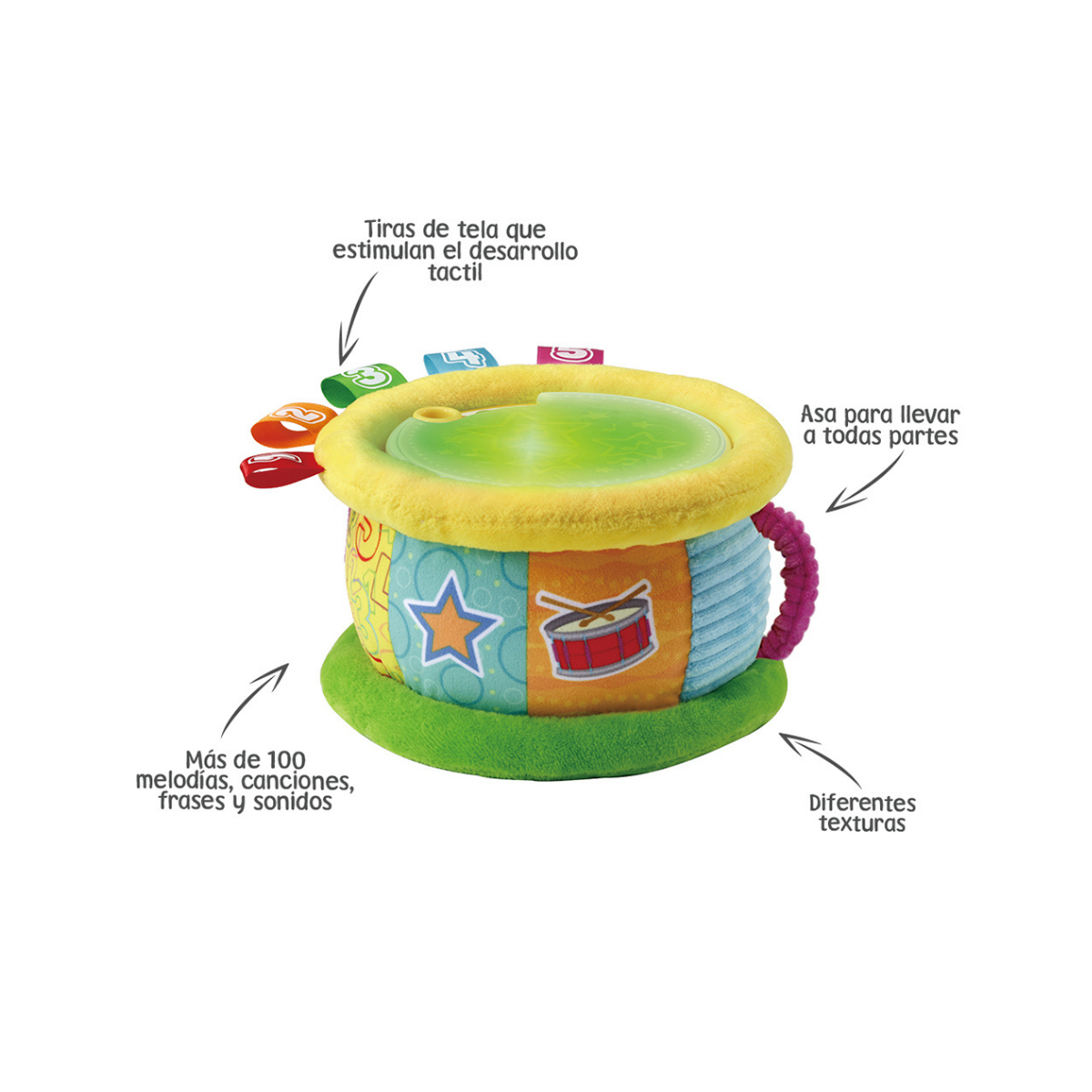 VTech Tambor Luces mágicas Más de 100 Canciones, melodías, Frases y Sonidos