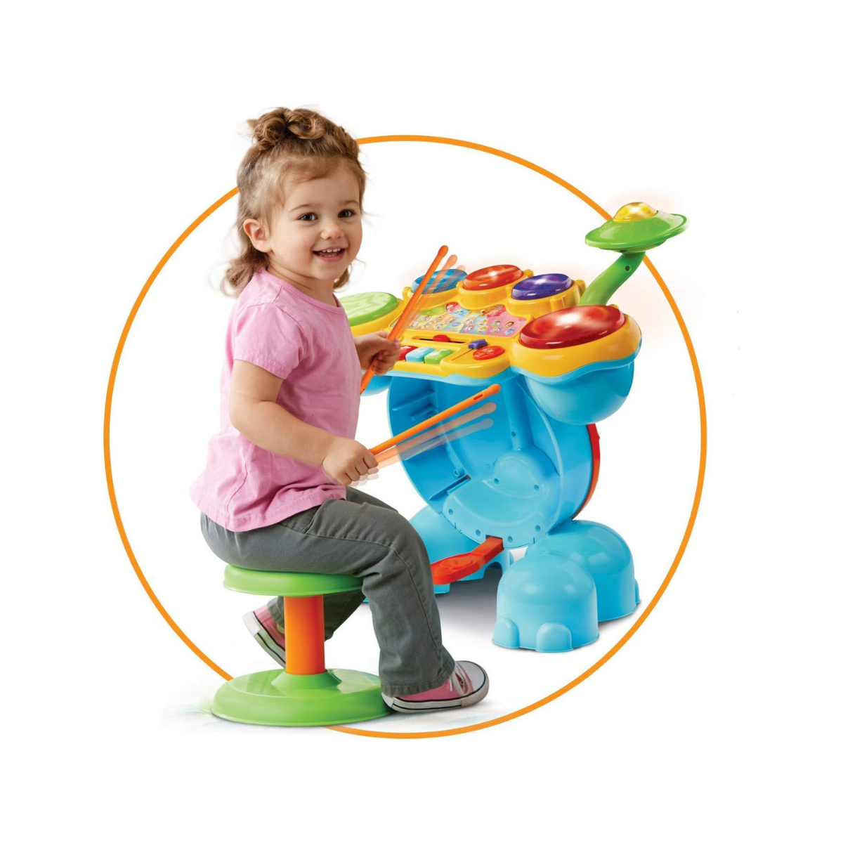 VTech Blue la Batería Multirritmo - Batería Interactiva para Aprender Música, con Actividades que Animan al Niño a Tocar los Tambores