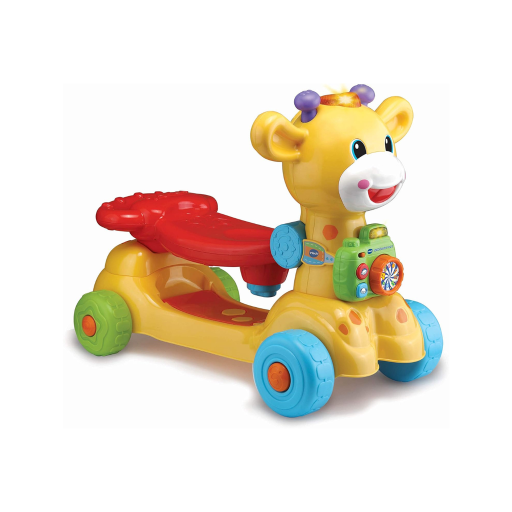 VTech Jirafa Scooter 4 en 1, andador evolutivo con actividades que se transforma en correpasillos y patinete