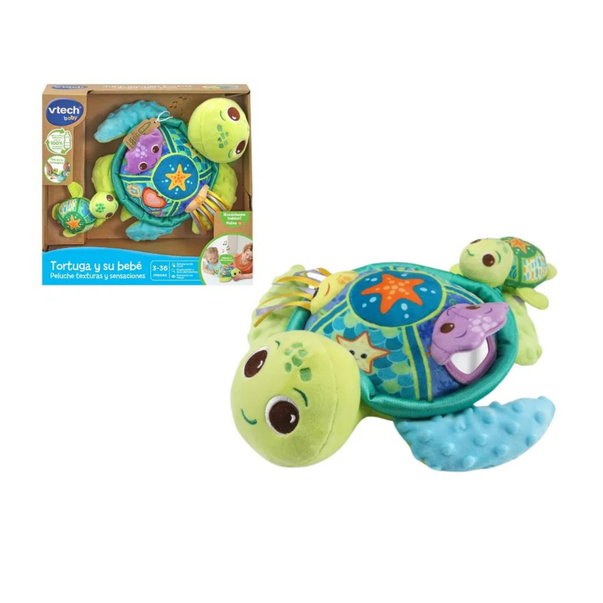 VTech ECO Tortuga y su bebé, Peluche texturas y sensaciones