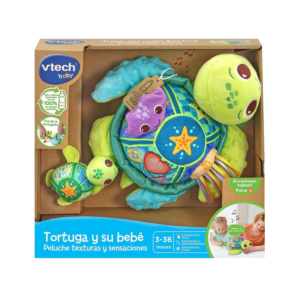 VTech ECO Tortuga y su bebé, Peluche texturas y sensaciones
