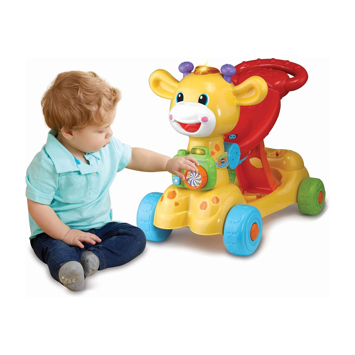 VTech Jirafa Scooter 4 en 1, andador evolutivo con actividades que se transforma en correpasillos y patinete
