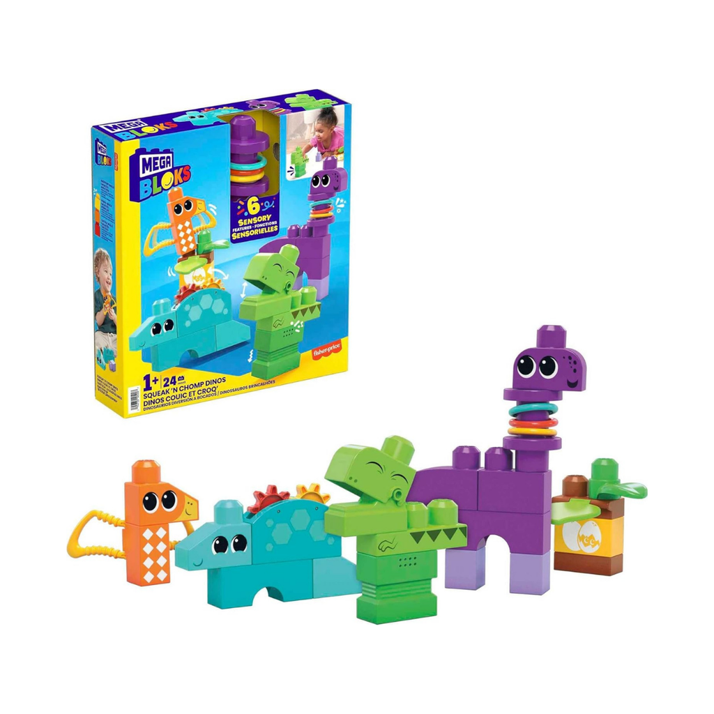 Fisher Price Mega Bloks Dinosaurios 24 Bloques sensoriales de construcción