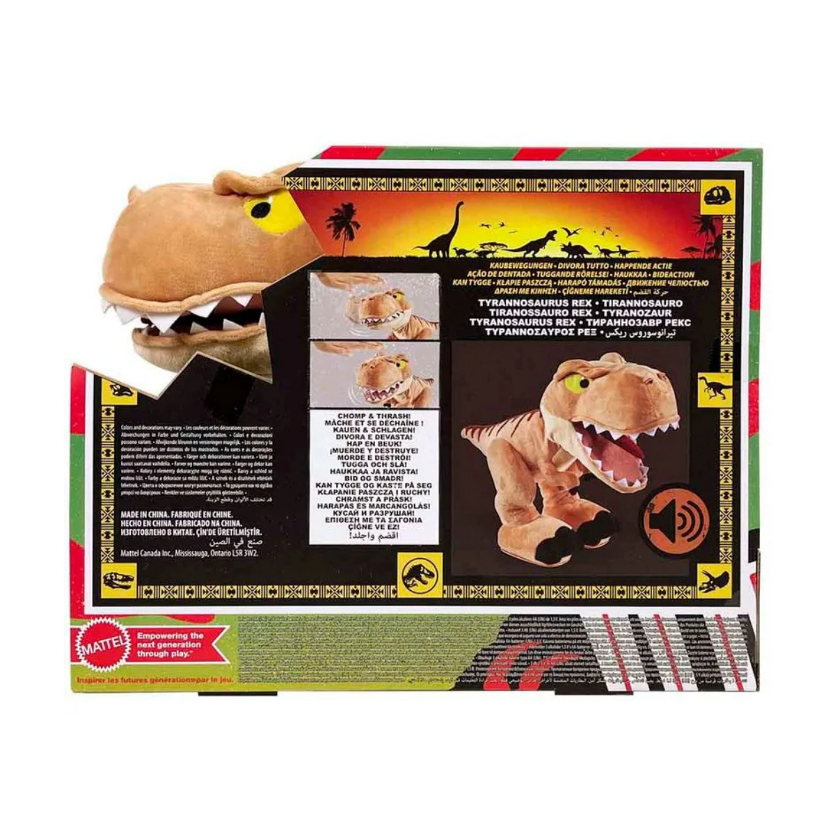 Mattel Jurassic World Tyrannosaurus T Rex - Dinosaurio de peluche con función  de mordisco y sonidos