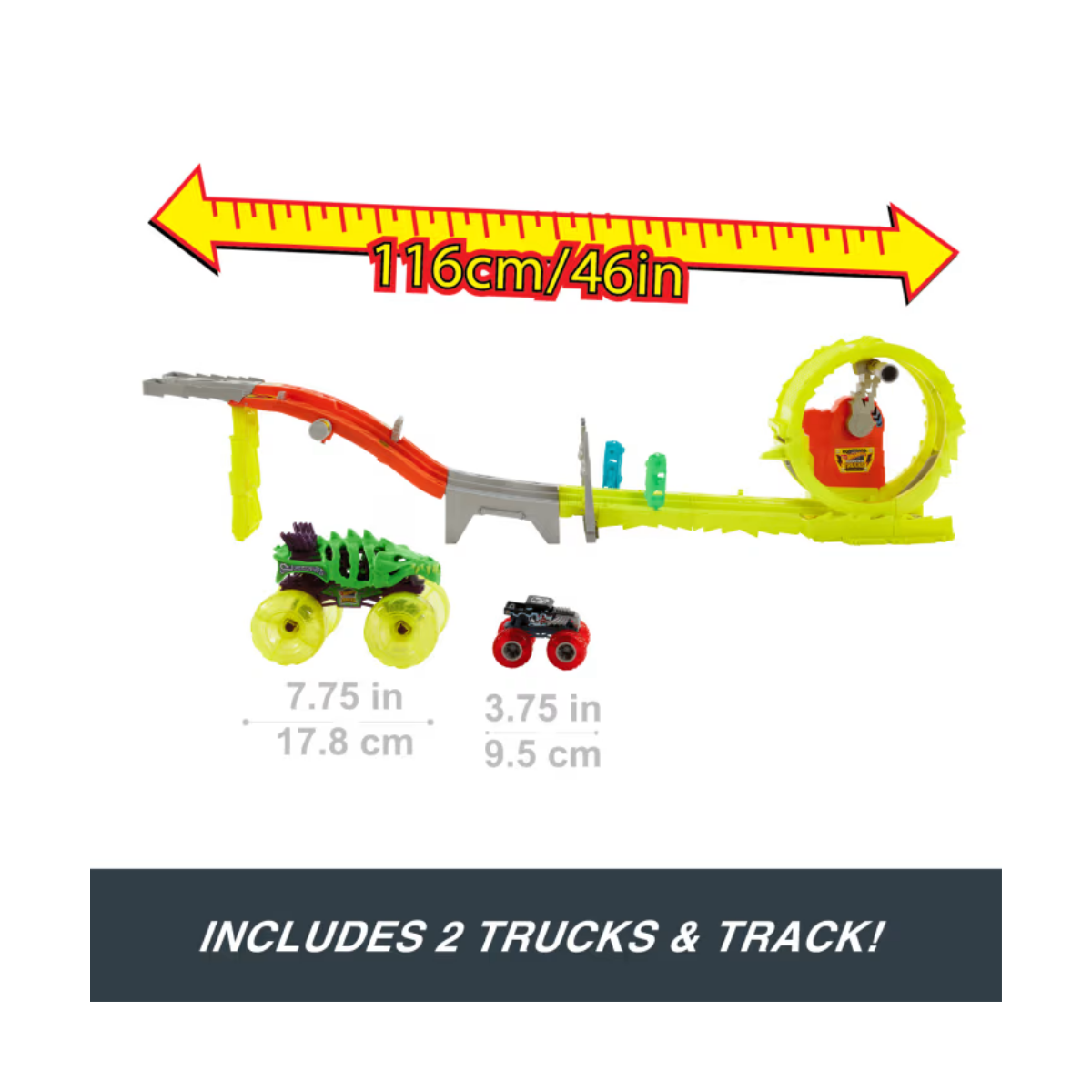 Hot Wheels Monster Trucks Power Smashers Charge & Chase con Skelesaurus Mattel
