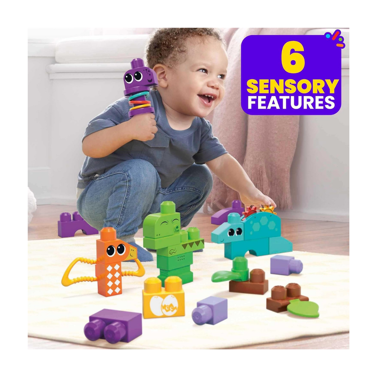 Fisher Price Mega Bloks Dinosaurios 24 Bloques sensoriales de construcción