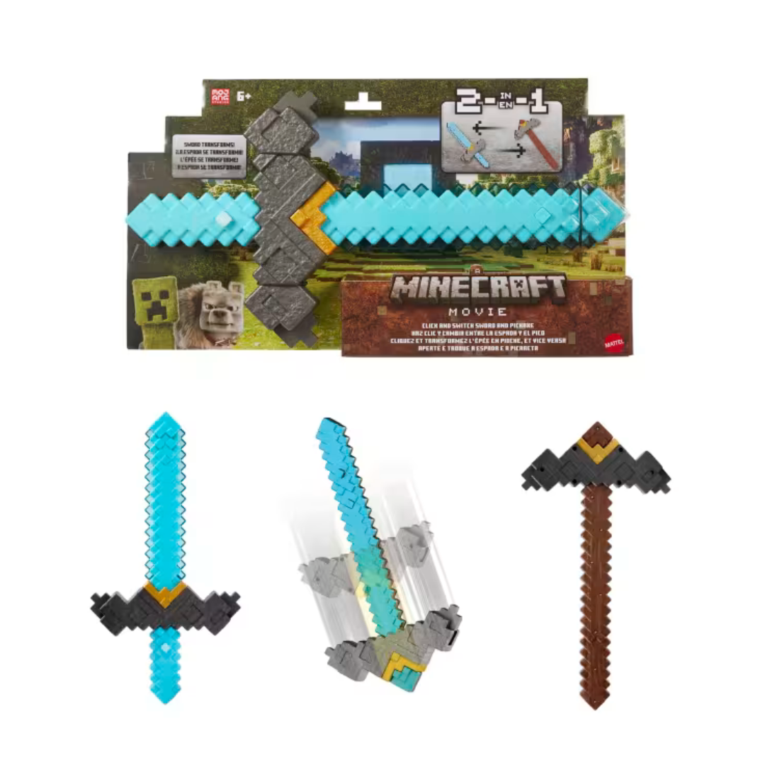 Espada y Pico Transformable De Minecraft Mattel