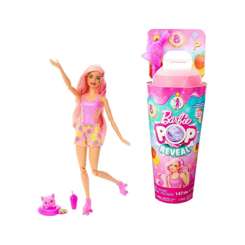 Barbie Pop Reveal, Muñeca Serie de Frutas, Limonada de Fresa Mattel
