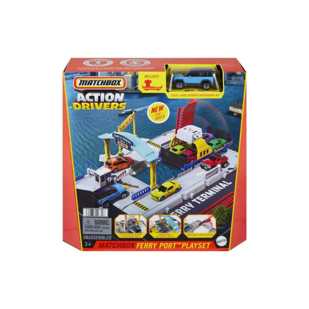 Mattel Matchbox Juego de puerto de ferry con coche Land Rover