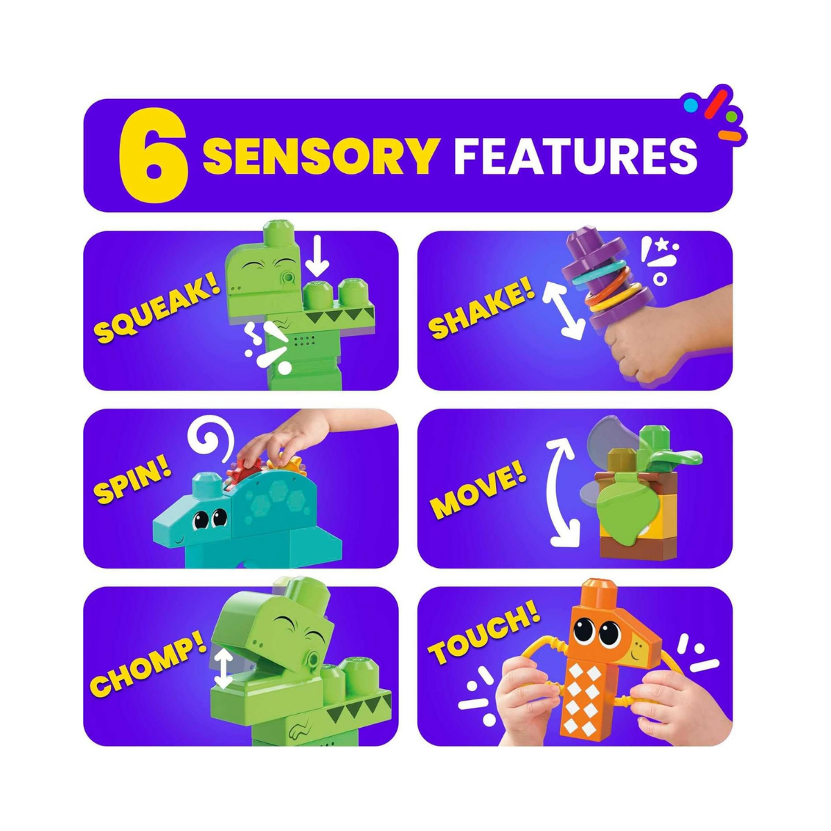 Fisher Price Mega Bloks Dinosaurios 24 Bloques sensoriales de construcción