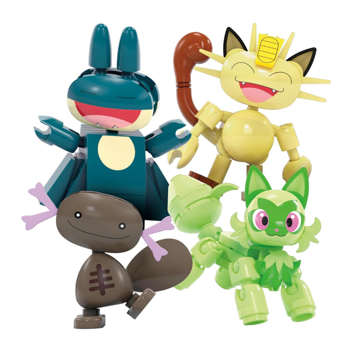 MEGA Pokémon Diversión en la noria Set de construcción con figuras de acción con 4 personajes Sprigatito, Munchlax, Meowth y Wooper