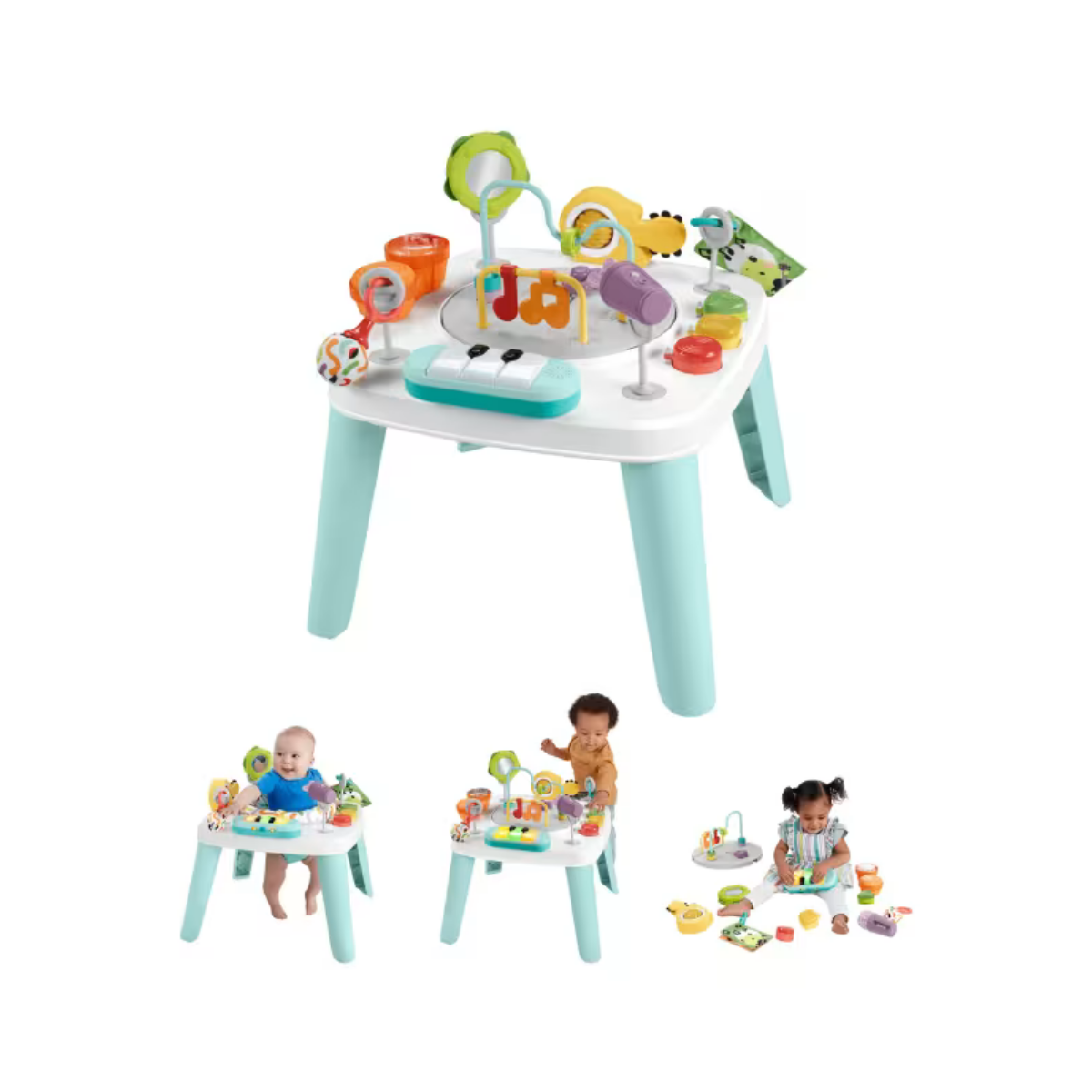 Fisher Price Centro de actividades para bebés y mesa de juegos para niños pequeños 3 en 1 con música y luces