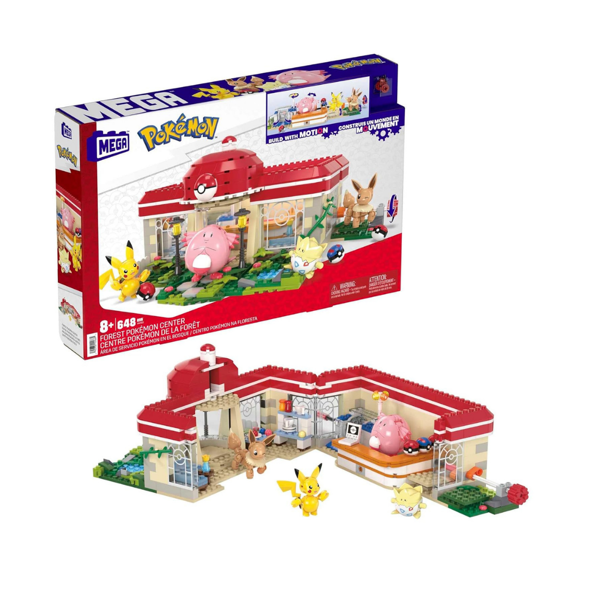 Mega Construx Pokémon Centro Pokemon en el Bosque +600 Bloques de construcción con 4 Personajes