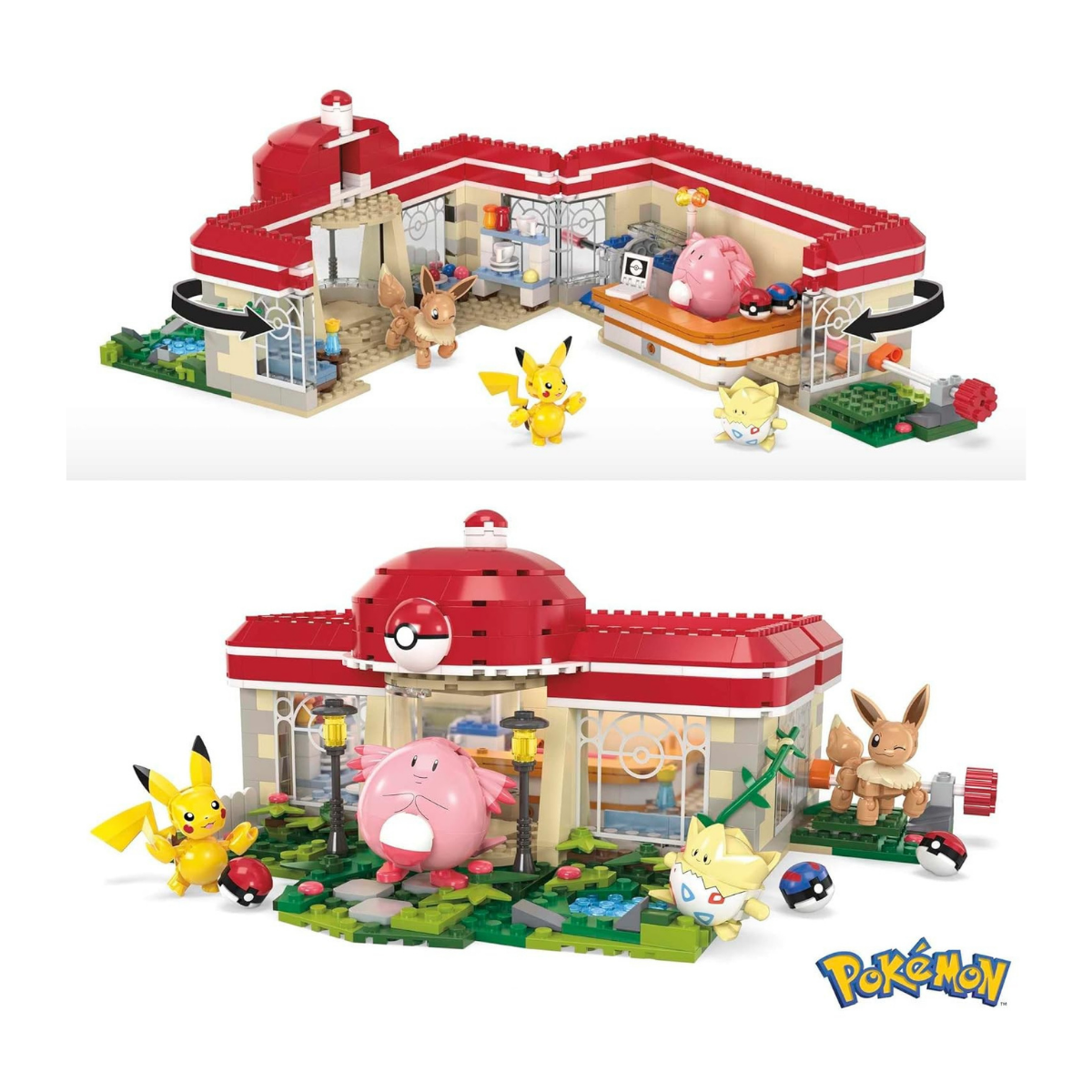 Mega Construx Pokémon Centro Pokemon en el Bosque +600 Bloques de construcción con 4 Personajes