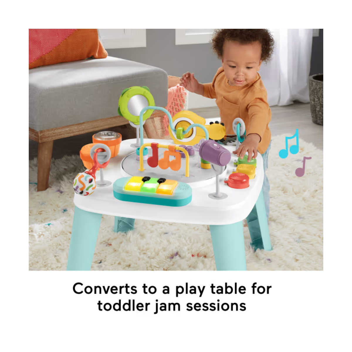Fisher Price Centro de actividades para bebés y mesa de juegos para niños pequeños 3 en 1 con música y luces