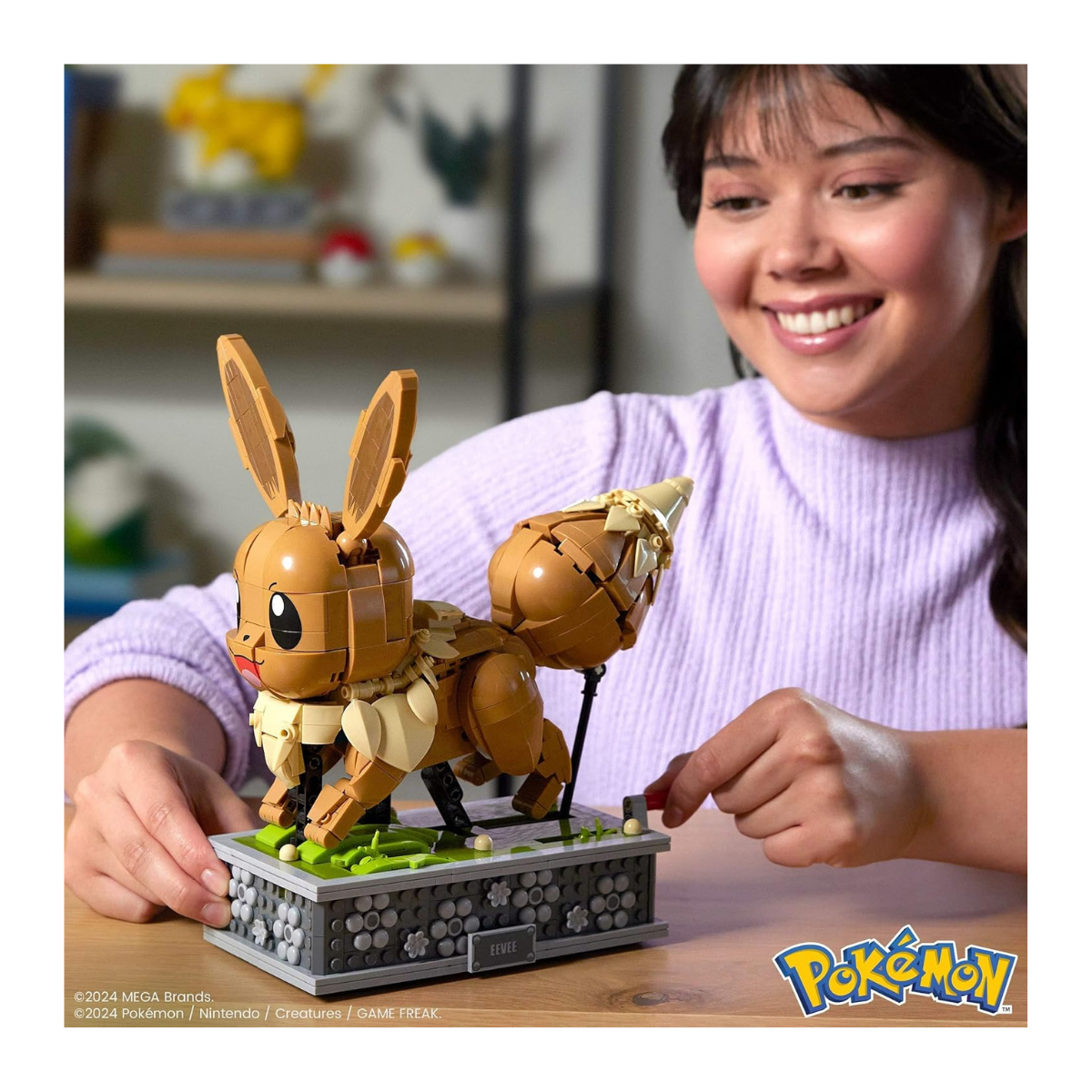 MEGA Juego de bloques de construcción Pokémon Motion Eevee con 1366 piezas
