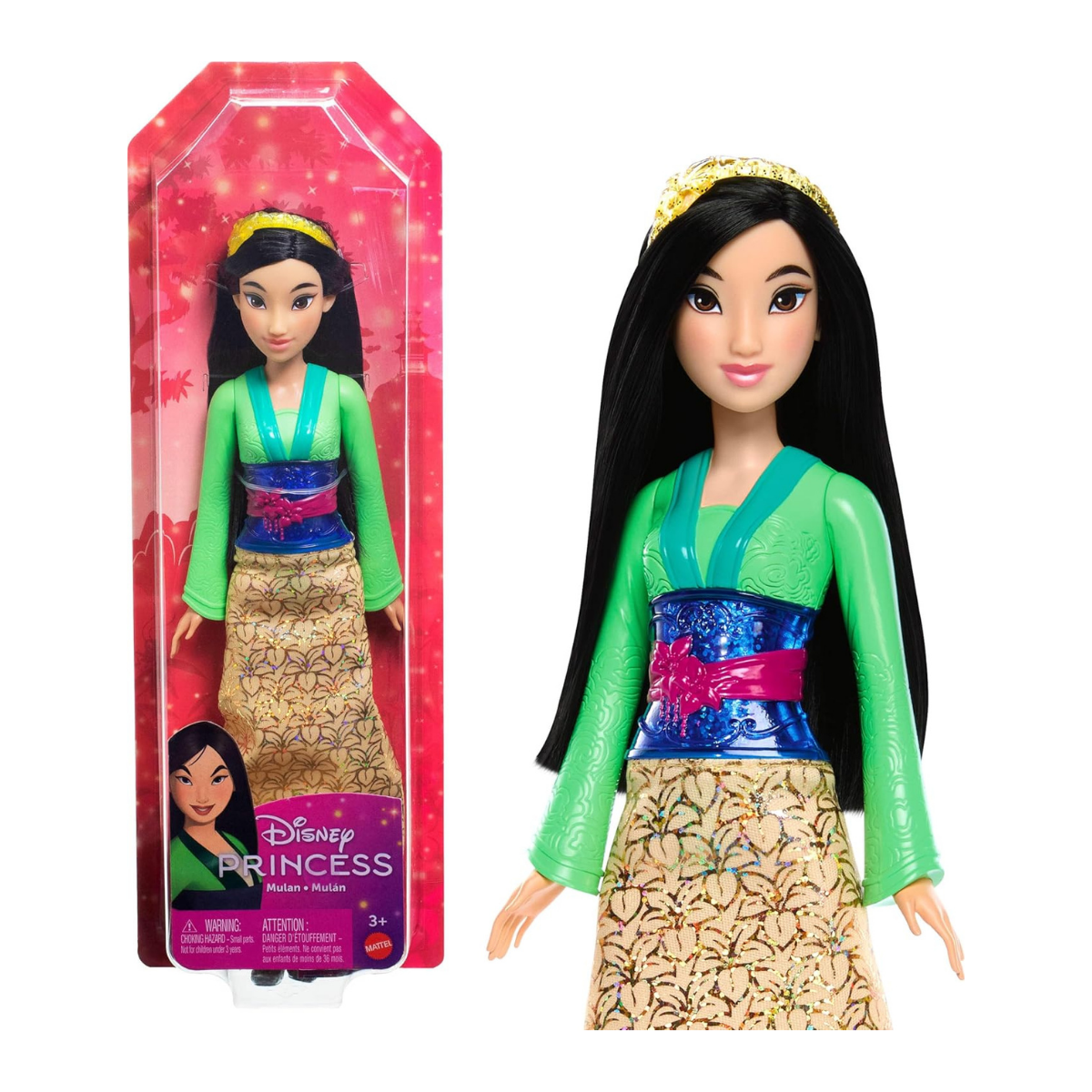 Mattel Disney Princesa Mulán Muñeca princesa con pelo largo