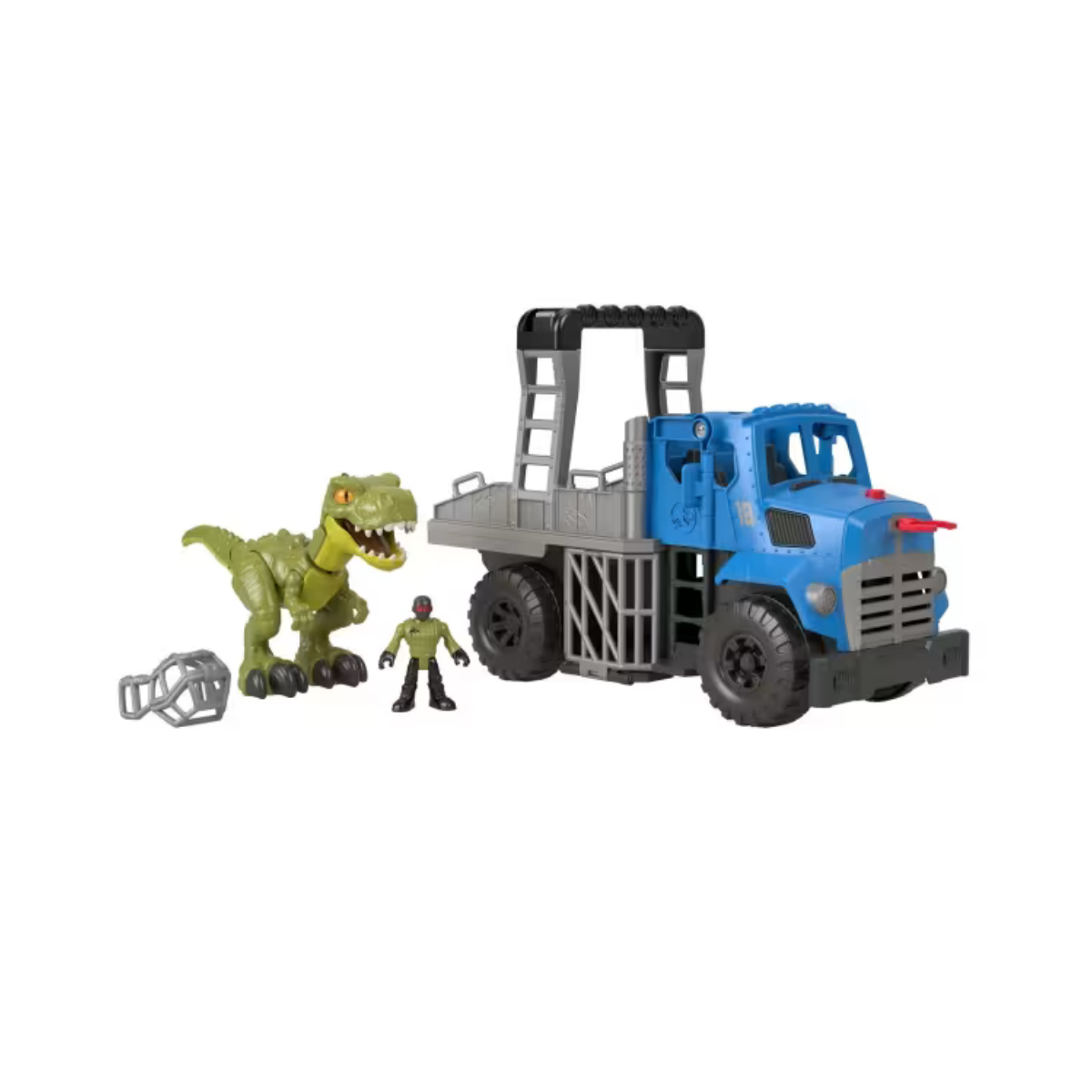 Imaginext Jurassic World Vehículo y juego de 5 piezas de dinosaurio T. Rex