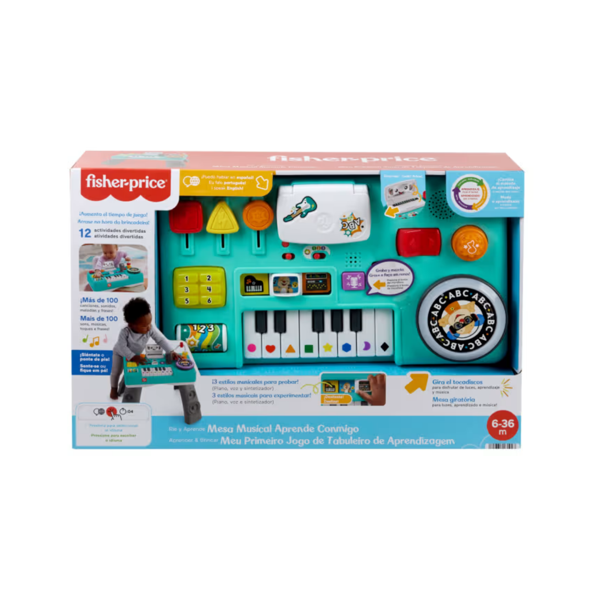 Fisher Price Ríe y Aprende Juguete para Bebés Mesa Musical Aprende Conmigo
