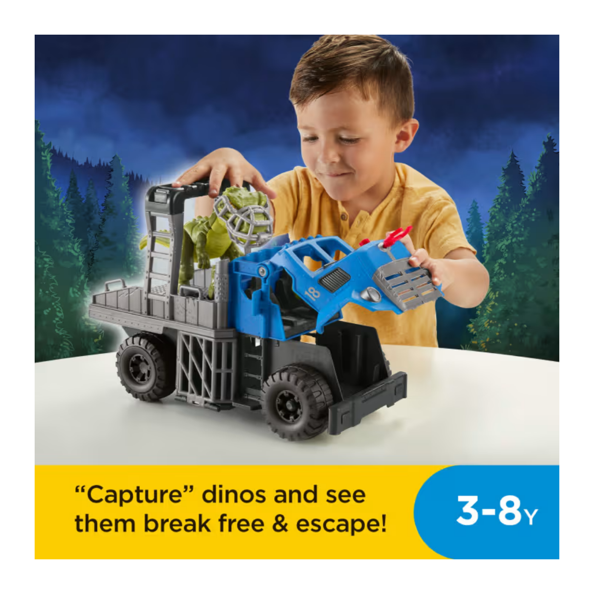 Imaginext Jurassic World Vehículo y juego de 5 piezas de dinosaurio T. Rex