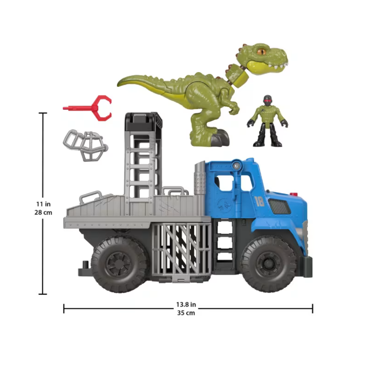 Imaginext Jurassic World Vehículo y juego de 5 piezas de dinosaurio T. Rex