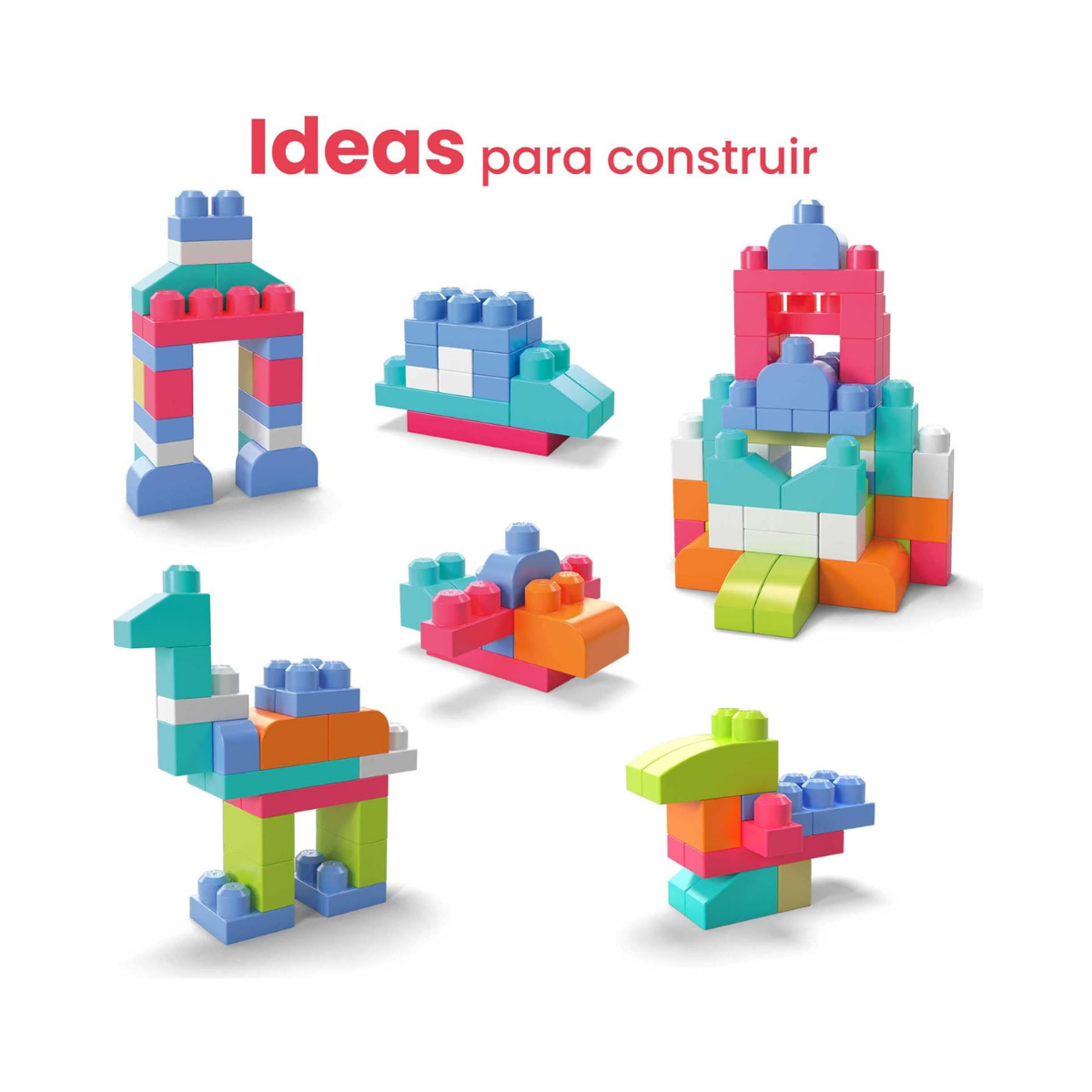 Mega BLOKS Juego de construcción Big Building Bag con 60 Bloques de construcción Grandes y Coloridos