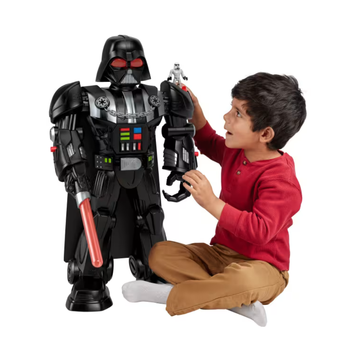 Imaginext Star Wars Robot De Darth Vader Juguete De Más De 60Cm, Luces Y Sonidos, Y Figurita Metálica De Soldado Imperial