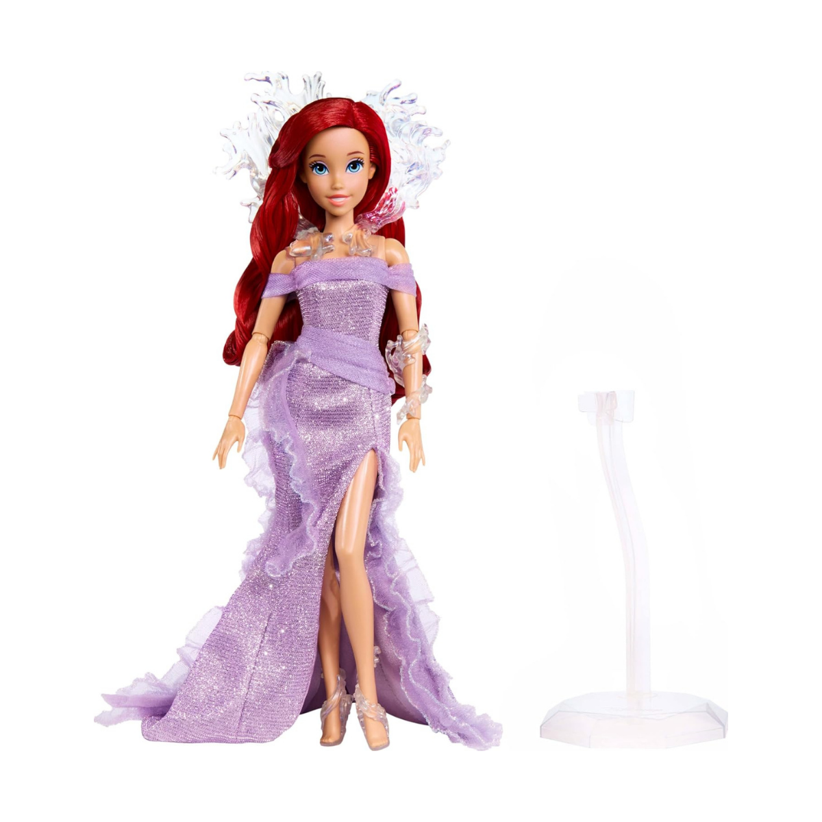 Mattel Muñeca Ariel, la Sirenita con soporte de exhibición, inspirada en la película de Disney 35 aniversario