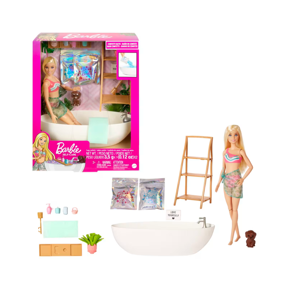 Mattel Barbie Bienestar Muñeca Rubia Con Bañera