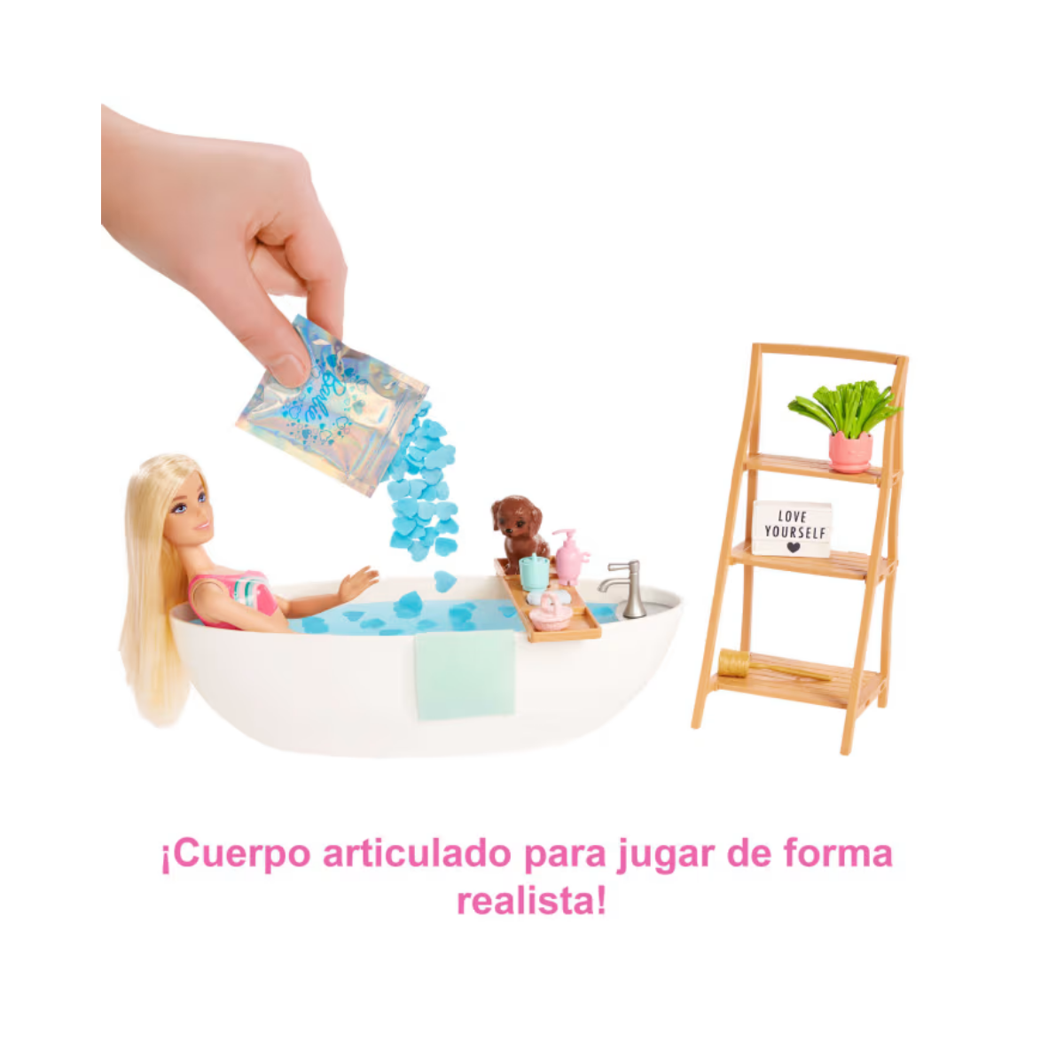 Mattel Barbie Bienestar Muñeca Rubia Con Bañera