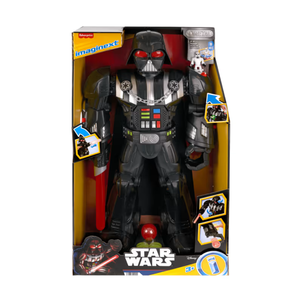 Imaginext Star Wars Robot De Darth Vader Juguete De Más De 60Cm, Luces Y Sonidos, Y Figurita Metálica De Soldado Imperial