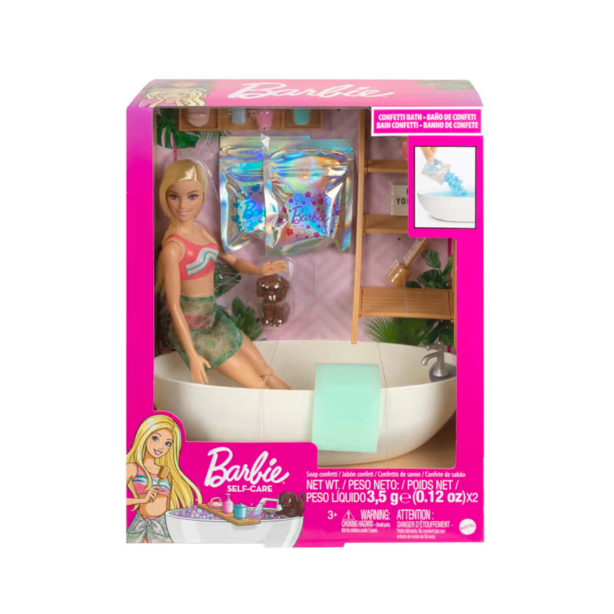 Mattel Barbie Bienestar Muñeca Rubia Con Bañera