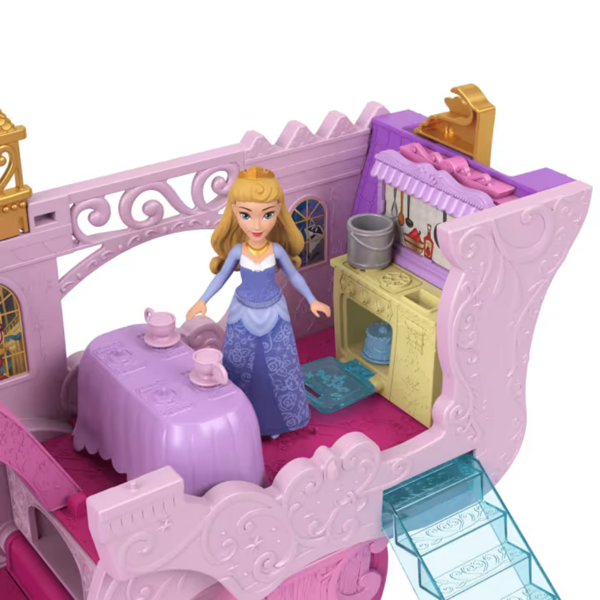 Mattel Disney Princesas Juego transformable castillo y carruaje con muñeca pequeña Aurora