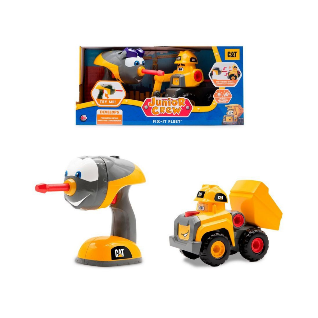CAT - Excavadora de construcción Fix-It con taladro motorizado con luces y sonidos,