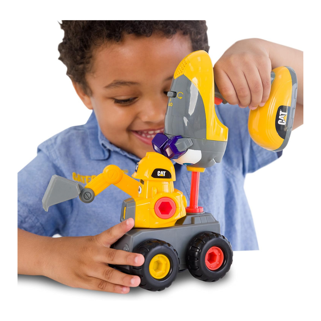 CAT - Excavadora de construcción Fix-It con taladro motorizado con luces y sonidos,