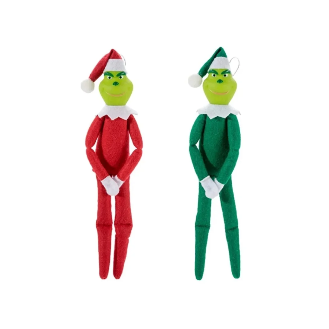 Muñeco Grinch Elfo Navideño Verde y Rojo