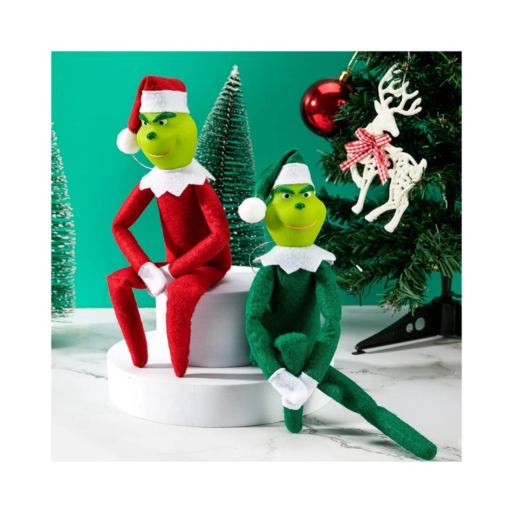 Muñeco Grinch Elfo Navideño Verde y Rojo