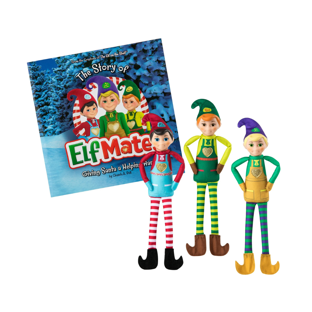 Elf Mates Paquete de Tres Elfos y Libro de Cuentos en Inglés