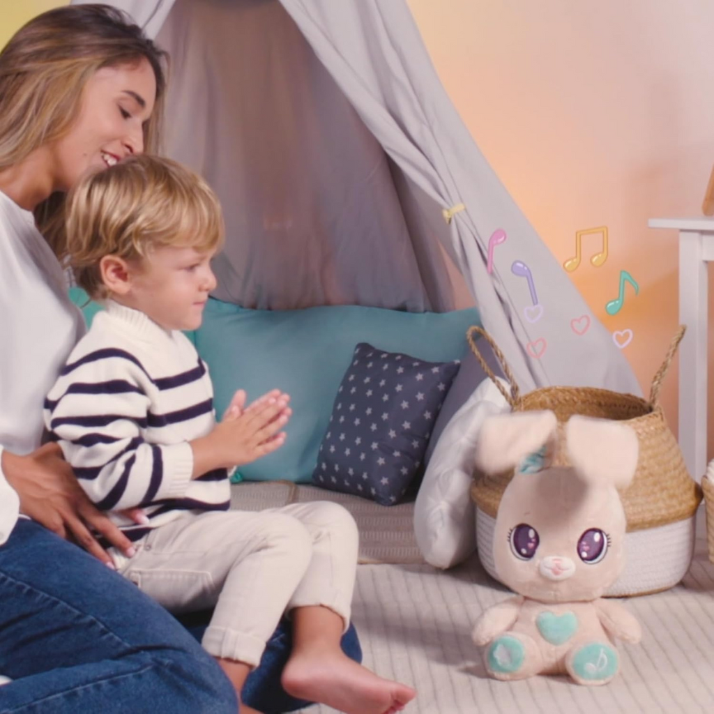 PEEKAPETS Conejito Interactivo, Peluche Divertido y Suave Mueve las Orejas con Luces y Sonidos Bebés y Niños